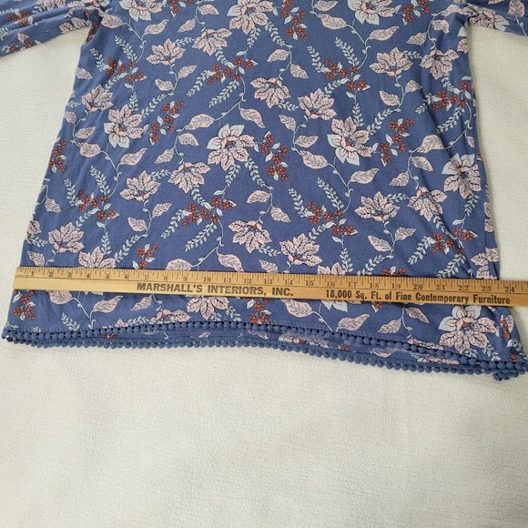 J Jill Top Tunic Women’s Floral Patchwork Print Tank Pink Blue Size L Cottage - Picture 10 of 16